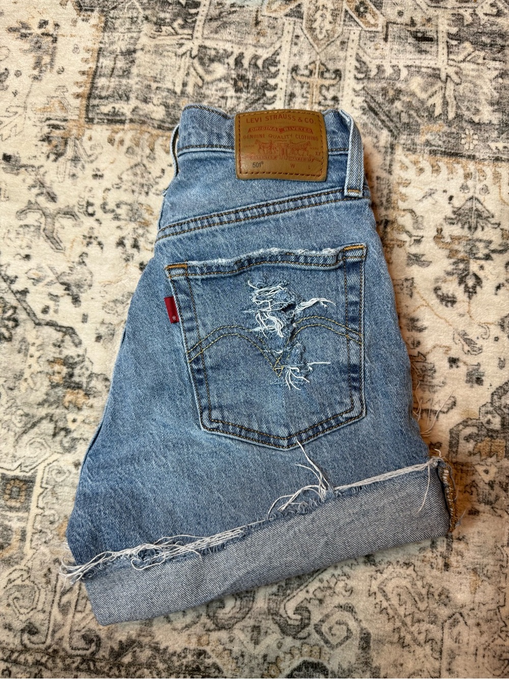 Levi's Light Blue Distressed Denim shorts